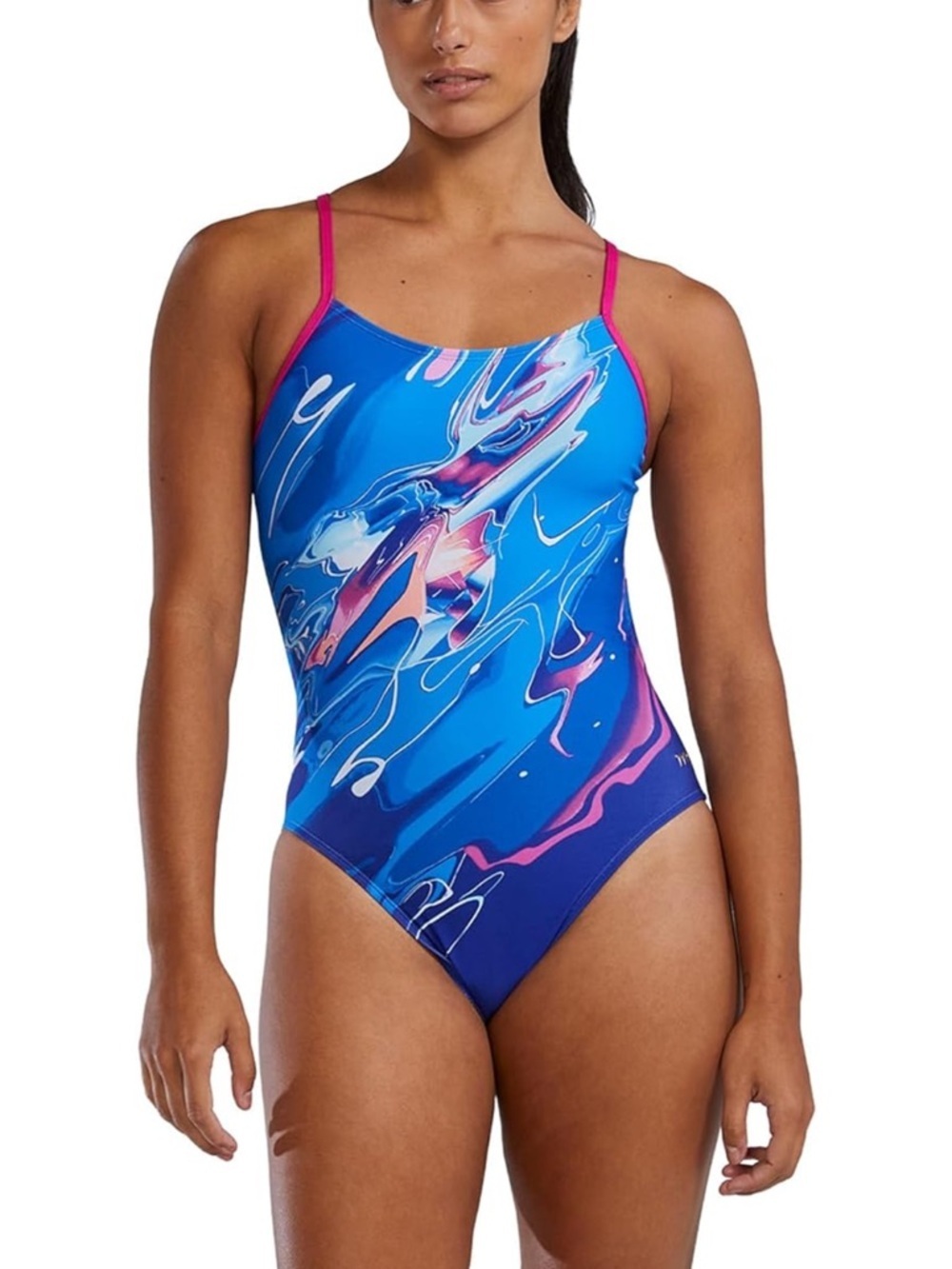 TYR Blue Marble One-Piece Swimsuit with Pink Straps-28/ 961~11